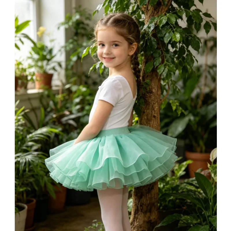 Ballet Tutu Fluffy Tulle Skirt Theeper Soft Elastic Stock Dance Outfit Training Stage Recital Daily Casual Performance Costume