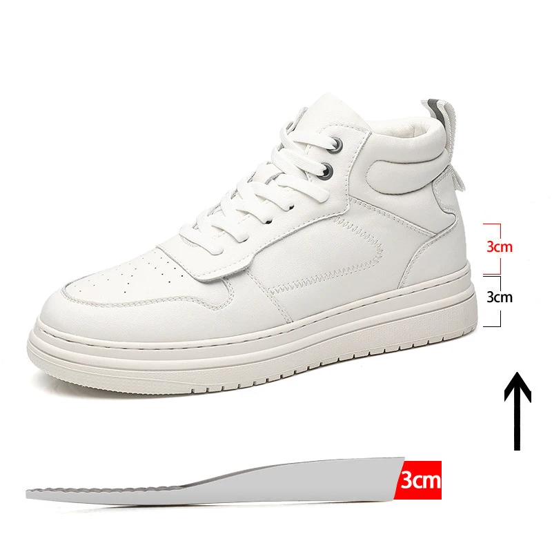 

Hidden Heel White Casual Sport Shoes Fashion Lifted Sneaker High Heeled Mens Elevator Sneakers 8CM/6CM/3CM Boat Shoes