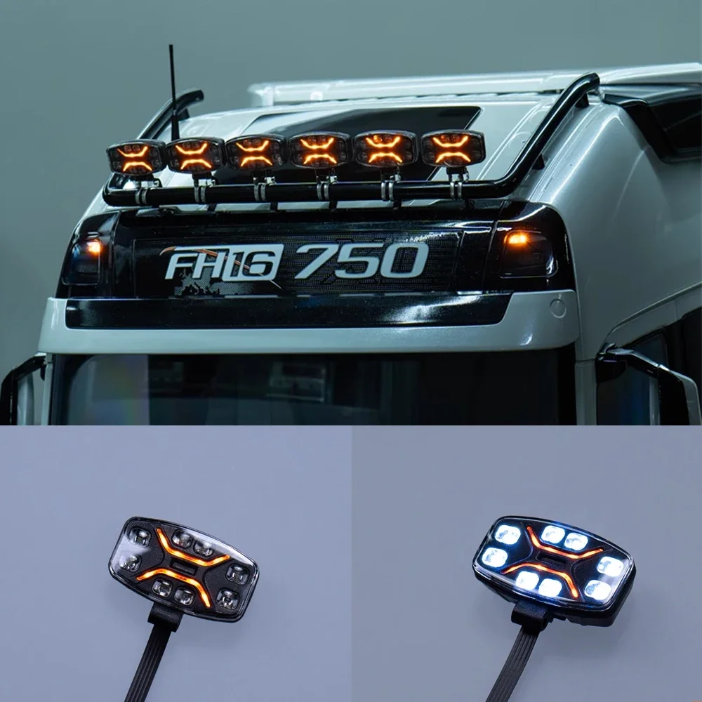 

LED Roof Spotlights Searchlight for 1/14 Tamiya RC Truck Scania R620 770S Actros 3363 Volvo 750 FH16 MAN LESU Toy Car DIY Parts