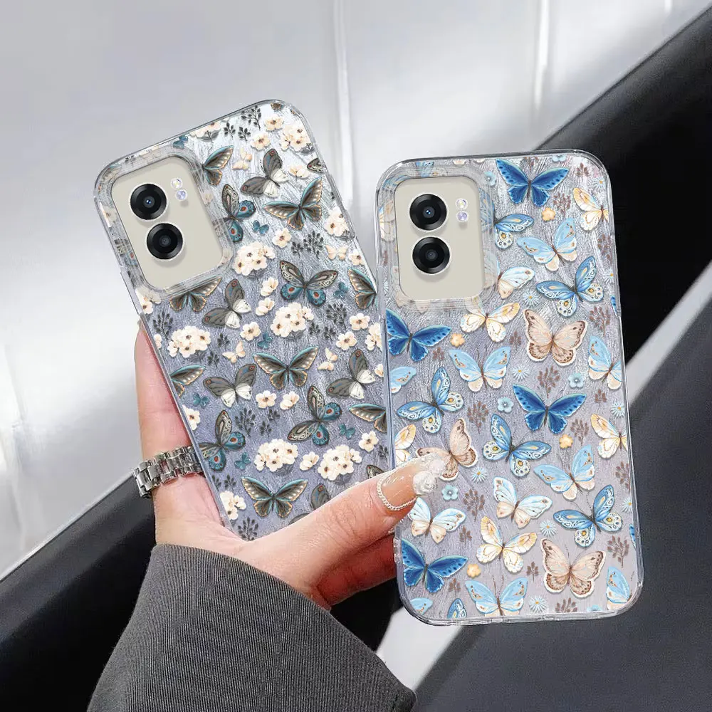 IMD-Coque souple à motif papillon bleu, fil de plume, couverture pour OPPO A77, A76, A74, A72, A60, A59, A58, A57, A54, A53, A52, A38, A35, A33, A31, A32