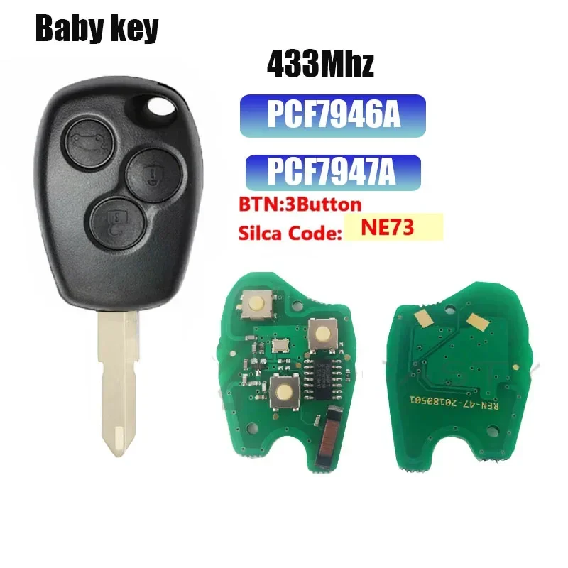 BB Key for Renault Trafic Vauxhall Vivaro Sandero Logan Symbol Dacia Duster 433MHz PCF7946/7947 Chip Remote Car Key