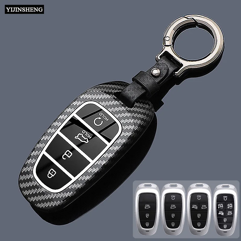 3 4 5 7 Buttons ABS Carbon Style Car Key Case Cover Fob for Hyundai Tucson Sel Ev 6 Ev 8 IONIQ 5 Nexo DN8 Fe Sonata Staria NX4