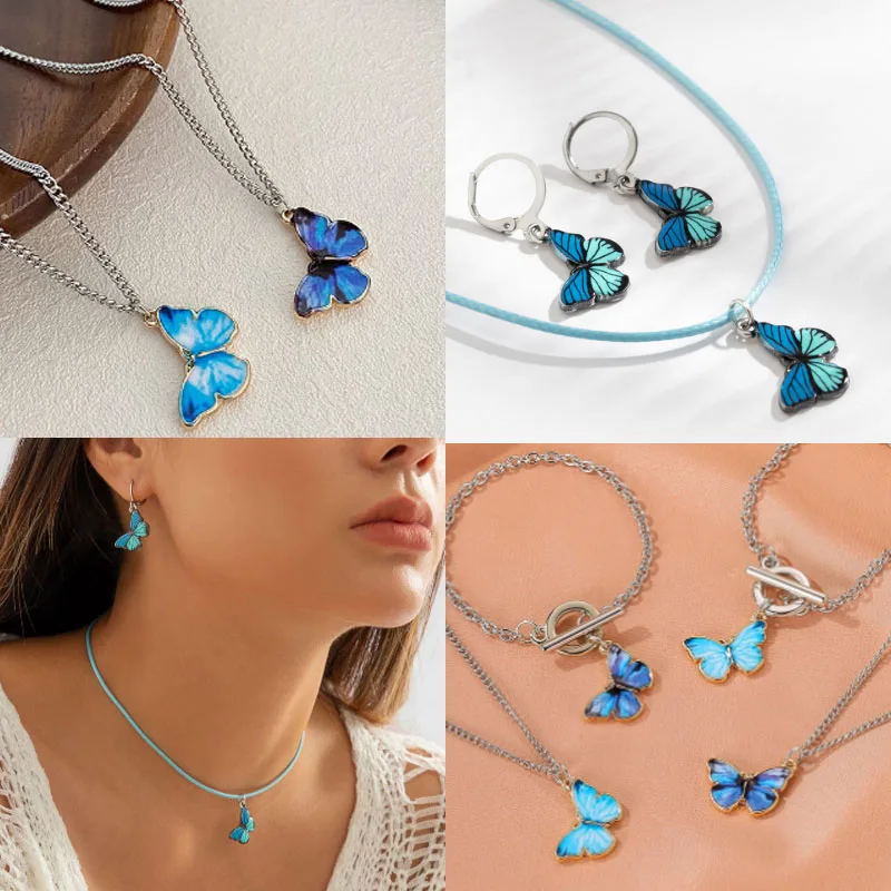 10 Stück/Set Silberfarbener Emaille-Schmetterlingsanhänger für Damen-Halsketten, DIY-Schmuckherstellungszubehör, Großhandel – Detail 2
