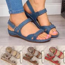 Fashion Beach Office Daily Comfortable Ladies Shoes Women's Open Toe Sandals Causal Solid Wedges Hook Loop Bohemia Sandalias