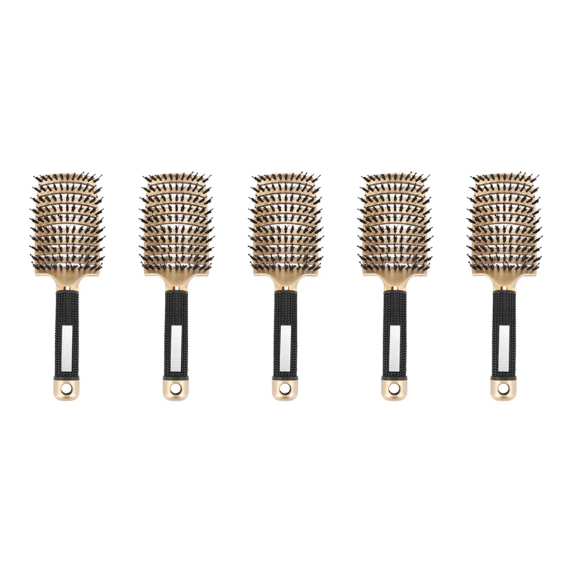 

Boar Bristle Hair Brush-Curved And Vented Detangling Hair Brush For Women Long,Thick,Thin Curly Hair Vent Brush Kit,5Pcs