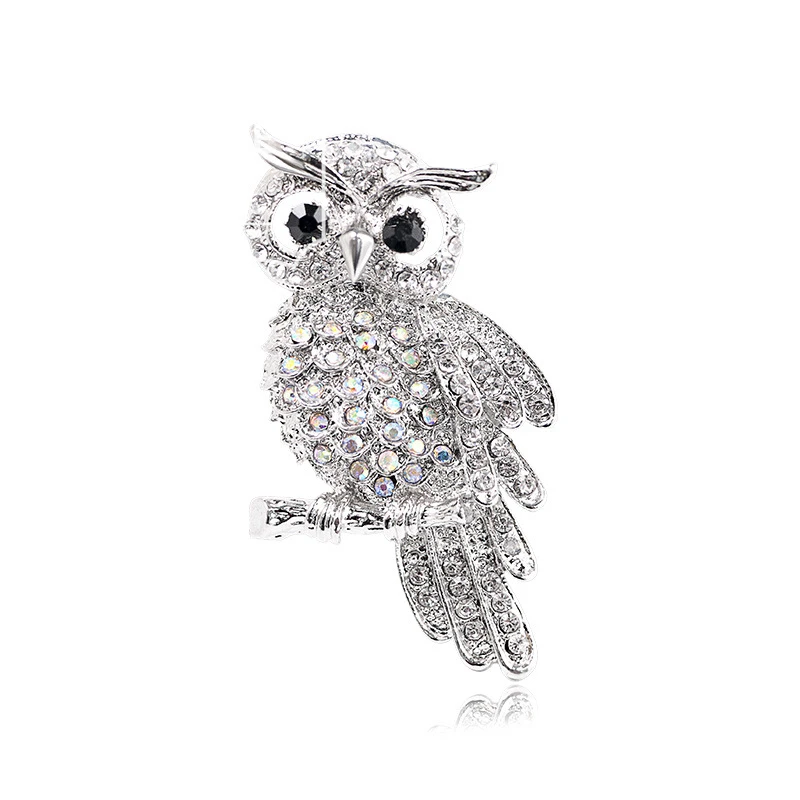 BIOSSANCE New Fashion Exquisite Luxury Full Inlaid Zircon Retro Owl Brooch Pin For Men And Women Jewelry Accessories Wholesale