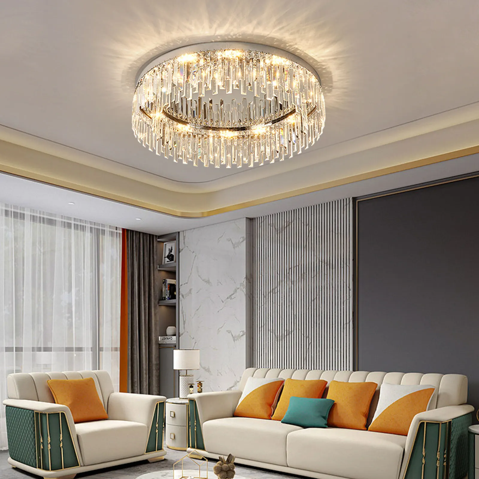 Round Light Luxury Crystal Ceiling Lamp Modern Minimalist Living Room Decoration Bedroom Whole House Indoor Lighting For Home