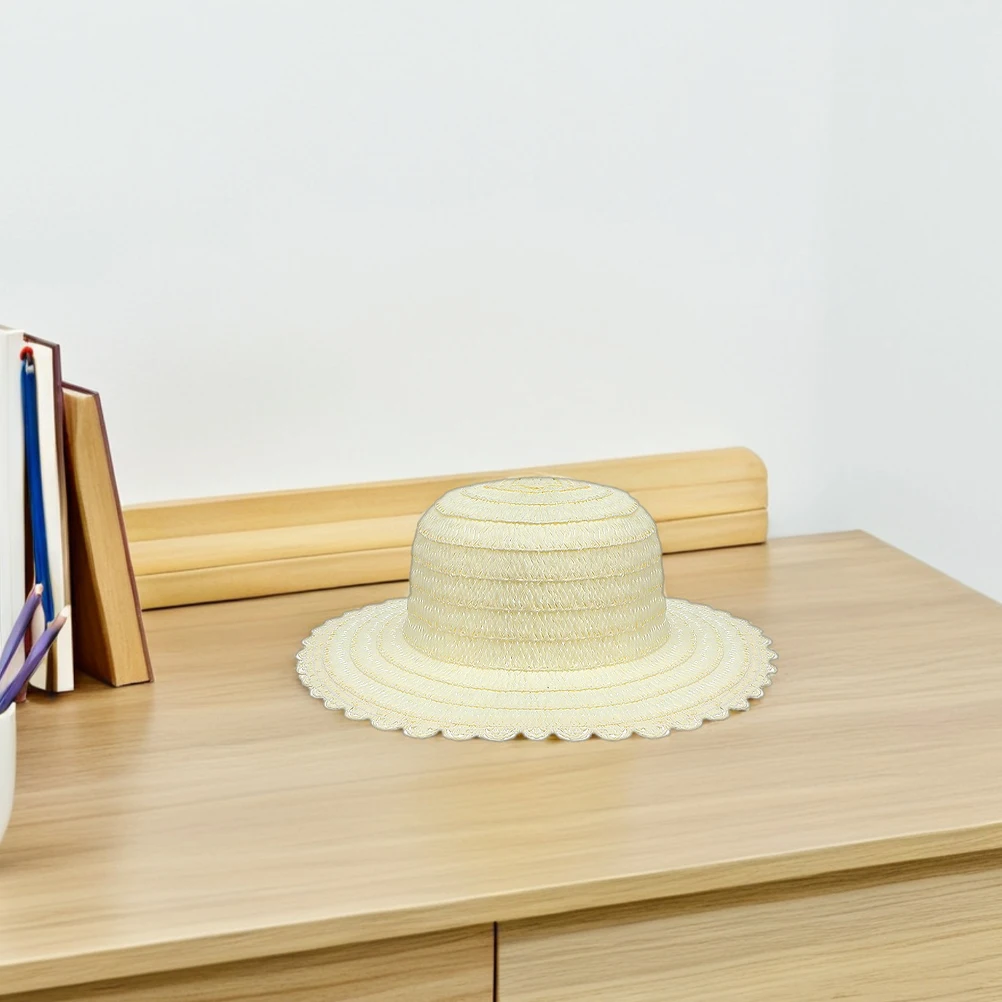 

4 Pcs Children's Blank Straw Hat Farmer Hats Art Painting Cap Summer Handicrafts Diy Creative