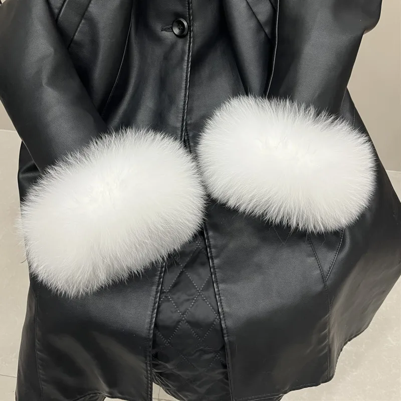 

Манжеты из натурального лисьего меха, пушистый меховой браслет, теплые аксессуары, зимние плюшевые ветрозащитные женские манжеты на запястье, толстые рукава