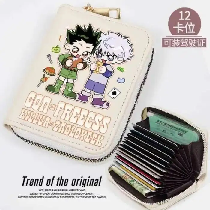 HUNTER×HUNTER Killua Zoldyck GON·FREECSS Cartera de moda PU monedero tarjeta moneda cremallera efectivo bolsa Cosplay regalo B1916 Anime