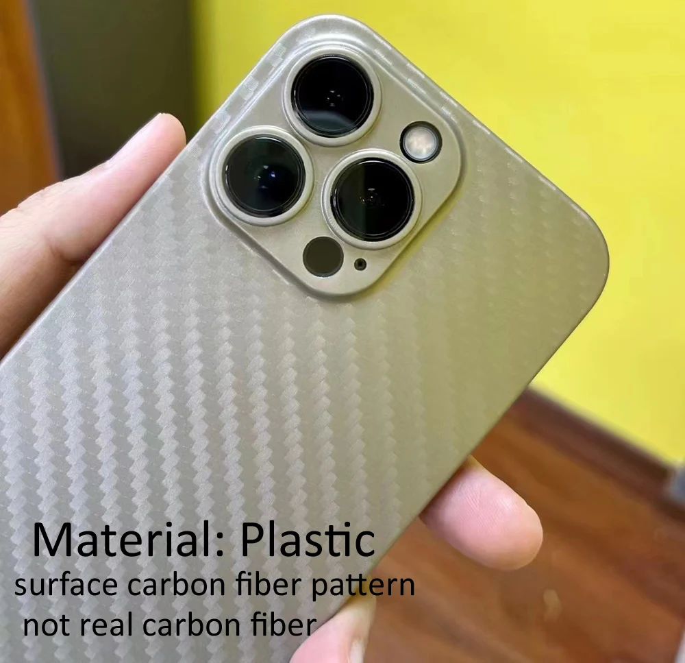 K-Doo Carbon Fiber Pattern Plastic Case For iPhone 14 15 16 Pro Max mini Ultrathin 0.3mm Super Thin Ultra Thin Protective Shell