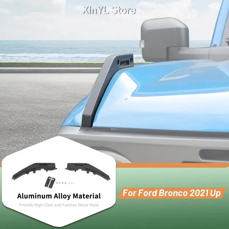 

2PC Metal Engine Hood Handle Decoration Protective Grab Handle For Ford Bronco 2021 2022 Up Car Exterior Accessories