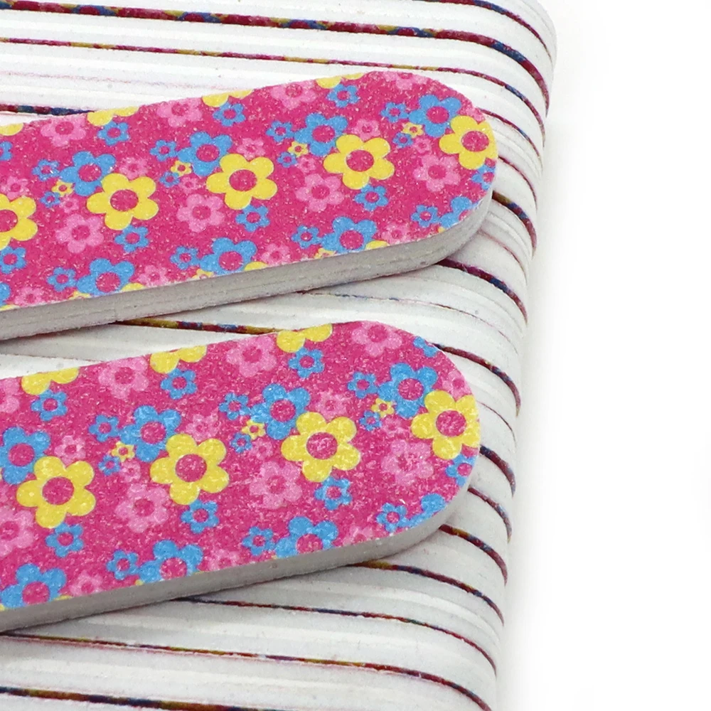 50 Stuks Schuurpapier Nagelvijlen Recht Professionele Dubbelzijdig 180/180 Grit Schuren Bestand Buffers Kleurrijke Manicure Pedicure Gereedschap