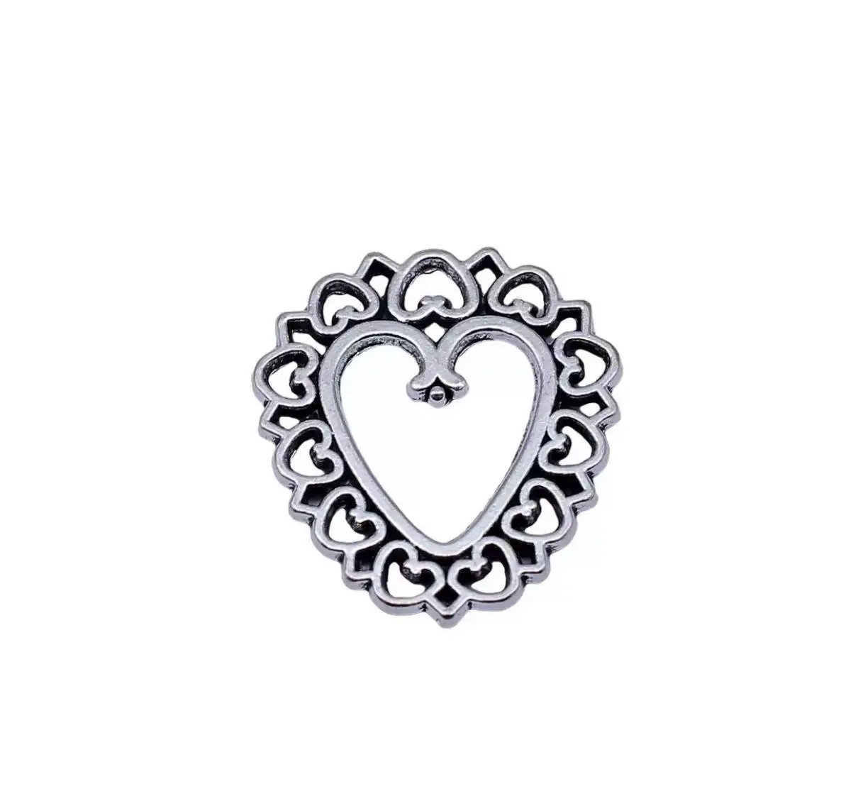 

10pcs 25*23mm Lovely hollow heart design charms for jewelry handmade Zinc alloy metal HW3306