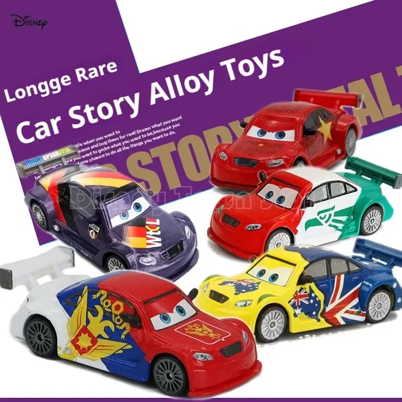 Alloy Disney Pixar Cartoon Cars National Flag Painting  Lightning Mcqueen Toys Metal Model Birthday Gift For Boys