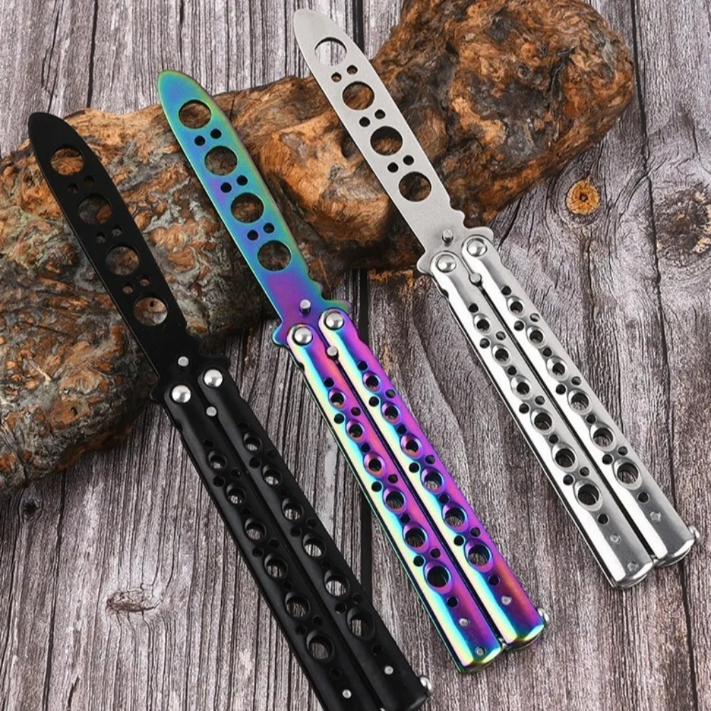 Foldable Butterfly Knife Trainer Stainless Steel Portable Training Tool Cosplay Accessories Practice Knifes for Outdoor Games