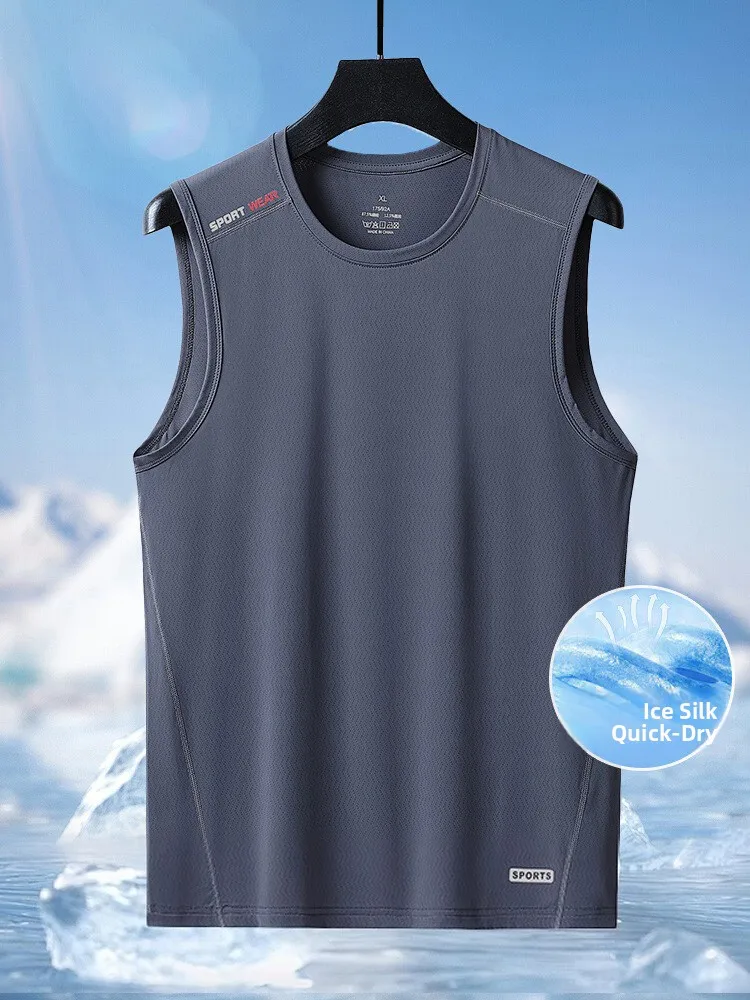 

Мужская майка Pierre Cardin из ледяного шелка, быстросохнущая, для фитнеса и спорта, без рукавов, с круглым вырезом, свободного кроя, летняя мода