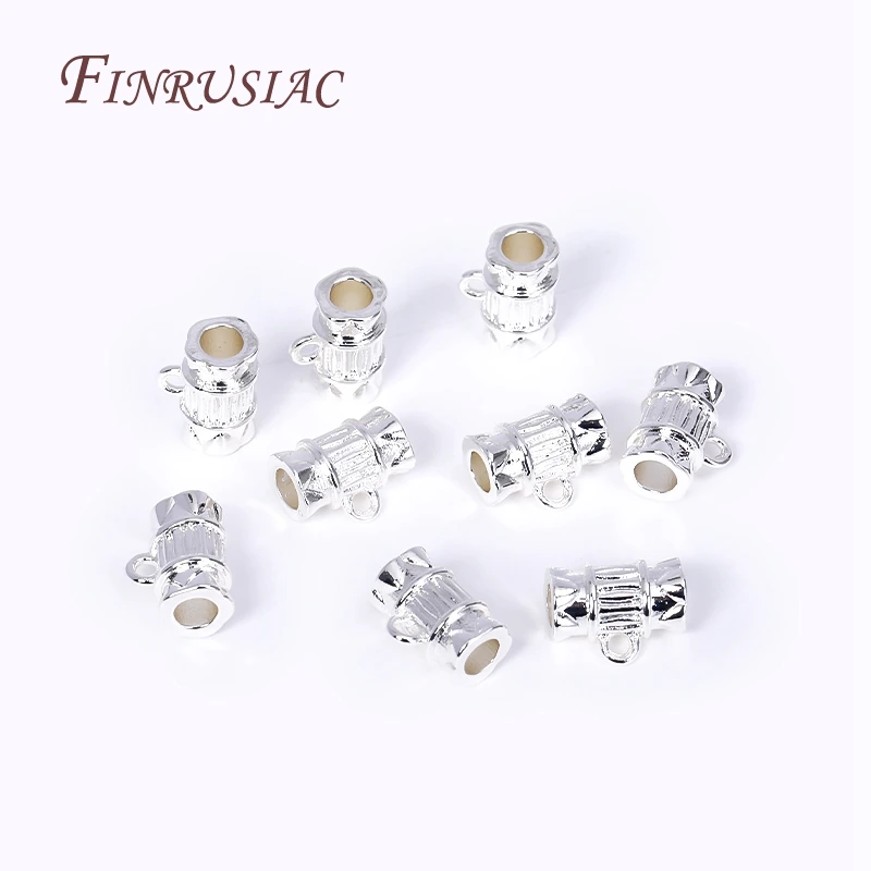 18K Gold Plated Bamboo Tube Shape Spacer Beads Pendant Charms Bail Brass Metal Bail Beads Connector  DIY Jewelry Making Supplies