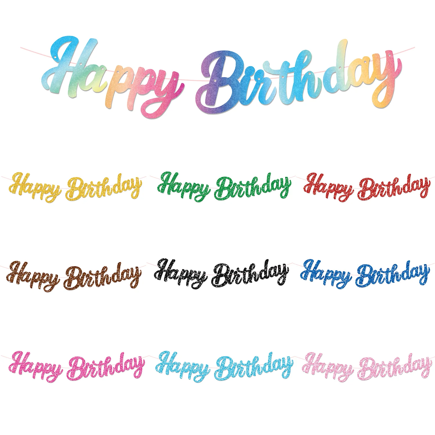 Glitzerndes hängendes Girlande-Banner mit Happy Birthday-Motiv, Wand-Wimpelkette, Flaggen-Hintergrund, Geburtstagsschild, Party-Dekoration