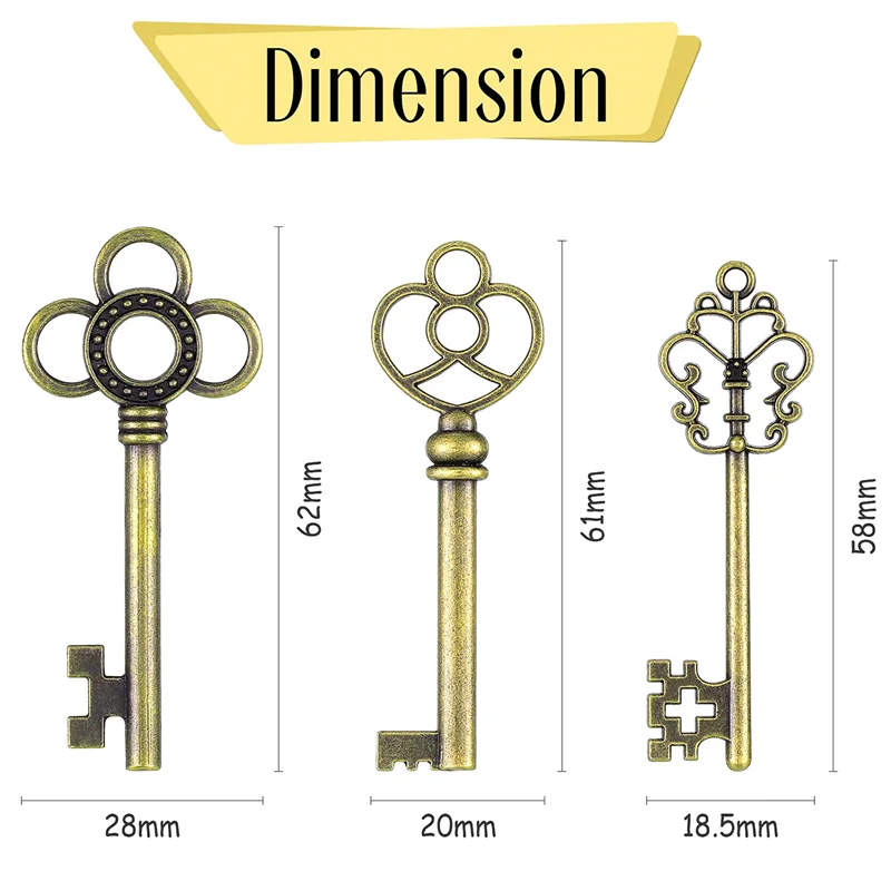 Vintage Large Master Key Set Charm Complete Master Key Antique Master Castle Dungeon Pirate Key 60Pcs