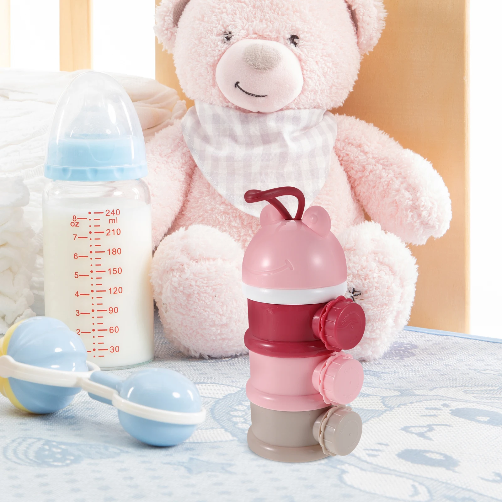 

1pcs Portable Rotary Milk Powder Box Colorful Layers Airtight Seal Stackable Travel Formula Dispenser Powder Container Storage