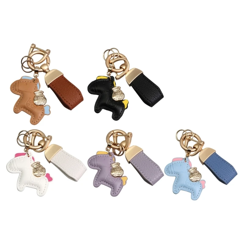 Elegant Texture Keychain Horse PU Leather Texture Practical Key Holder Key and Bag Charm Perfect for Any Occasion 97QE