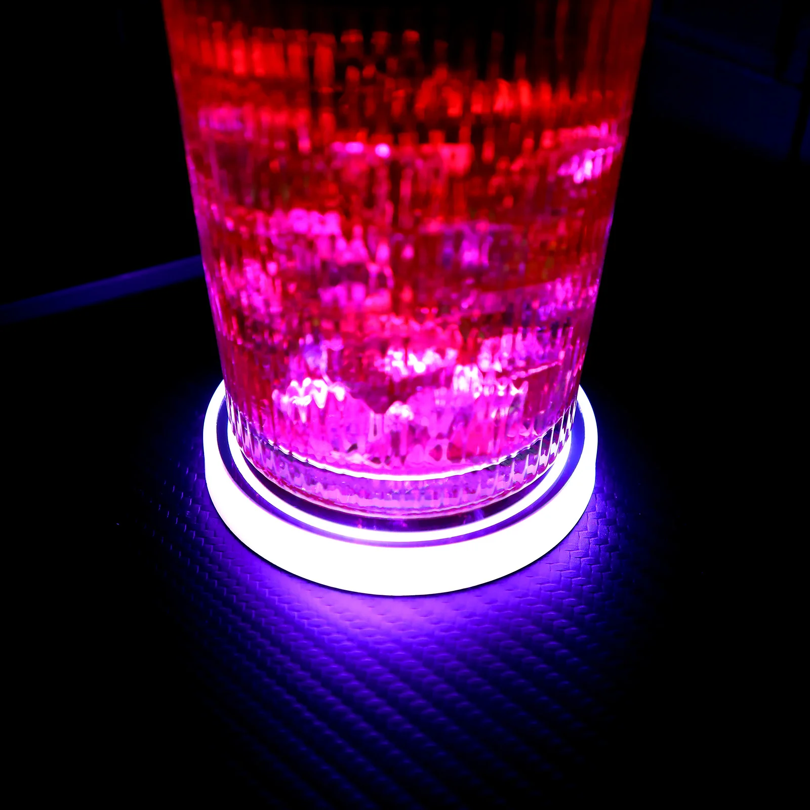 

2Pcs LED Water Cup Placemats Durable Acrylic Shining Colorful Lights for Car Bottle Mat Atmosphere Light