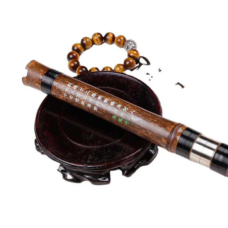 Hooqu Seruling Gua Bambu Ungu Mugwort Cina 8 Lubang Bambu Ungu Profesional Bertiup Baik Kirim Aksesori Profesional