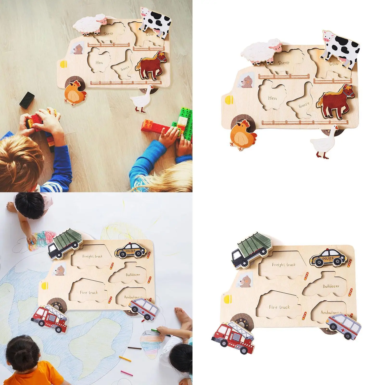 Hadiah Puzzle Kayu Cocok untuk Anak-anak Perkembangan Sensorik Mainan Kayu Keterampilan Motorik Halus Hadiah Pesta Prasekolah