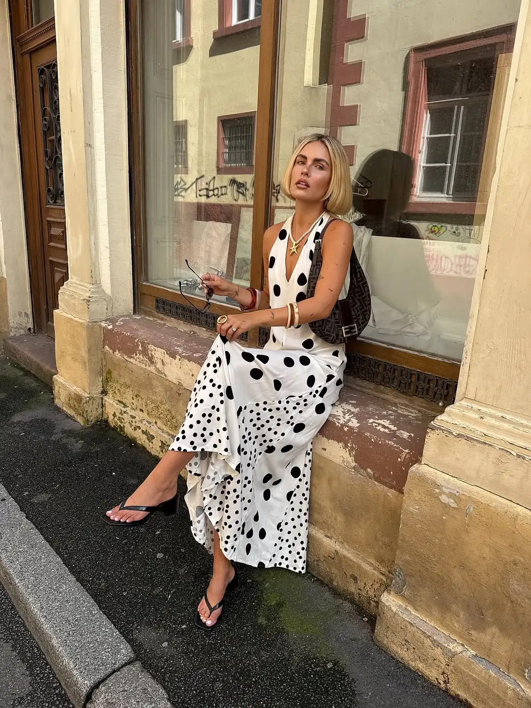Polka Dot Satin Women's Maxi Dress Deep Plunge V Neck Sleeveless Loose Female Vestio 2026 Summer New Casual Date Streetwear