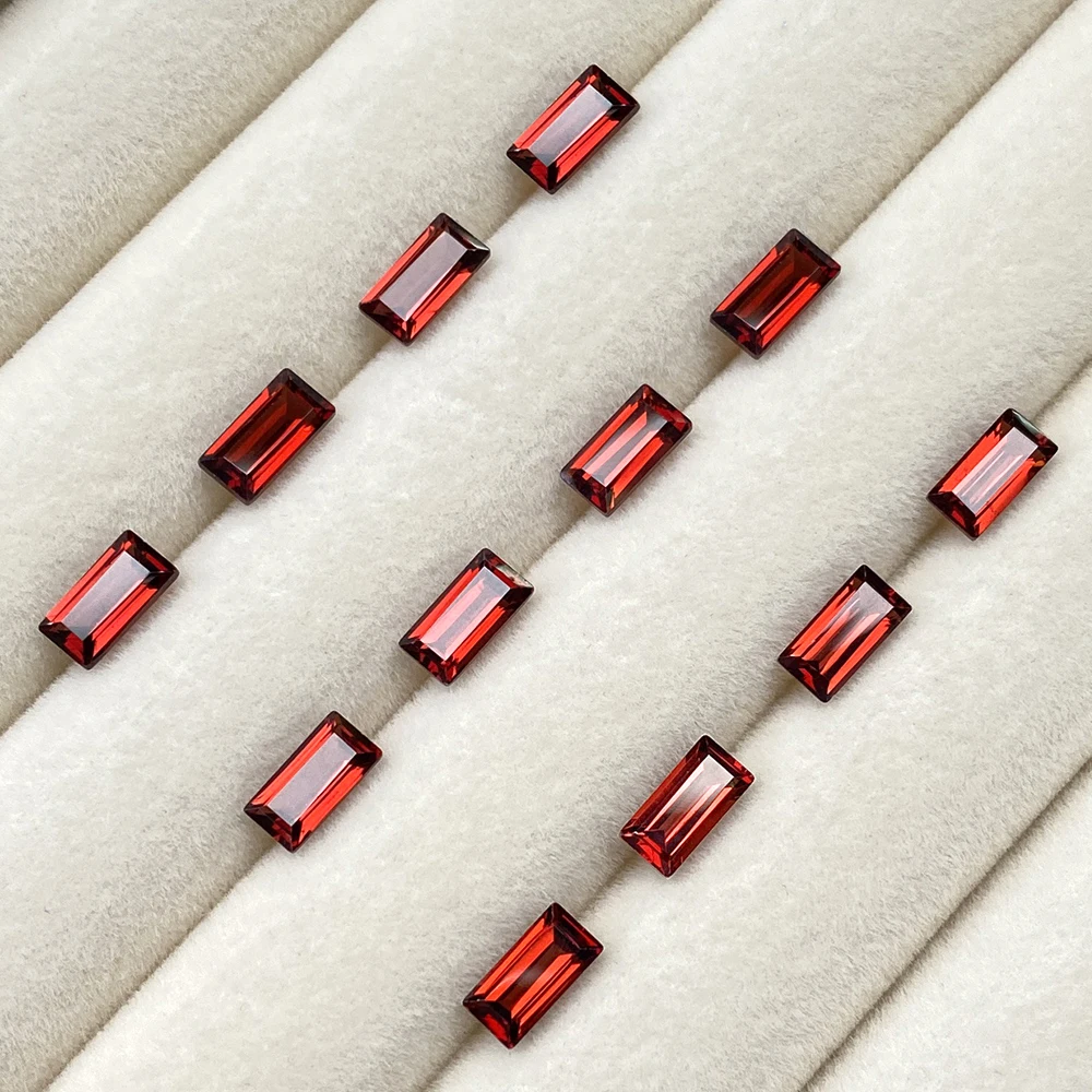 

50pcs Natural Stone Red Garnet Mozambique Rectangle Step cut 4x6mm-5x7mm Facet Eye Clean Semi-precious Loose Gemstone For Jewel
