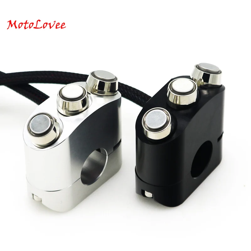 MotoLovee CNC Aluminum 22mm Motorcycle Switches Handlebar Mount Switch For Horn Headlight Fog Light ON OFF Start Reset Button