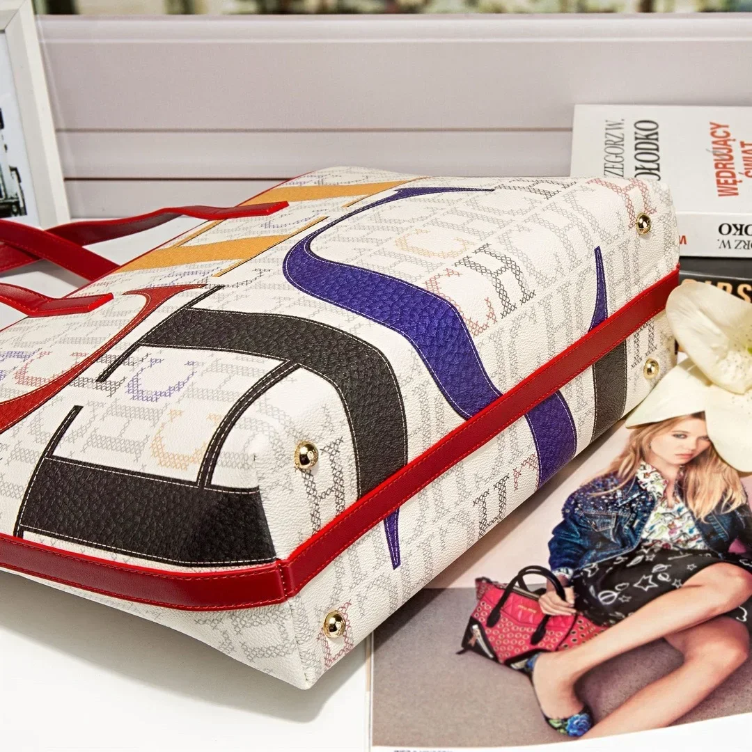 Tas Tangan Wanita Kapasitas Besar yang Trendy, Tas Selempang Mewah dengan Logo Huruf Desainer dan Gaya Vintage Paris