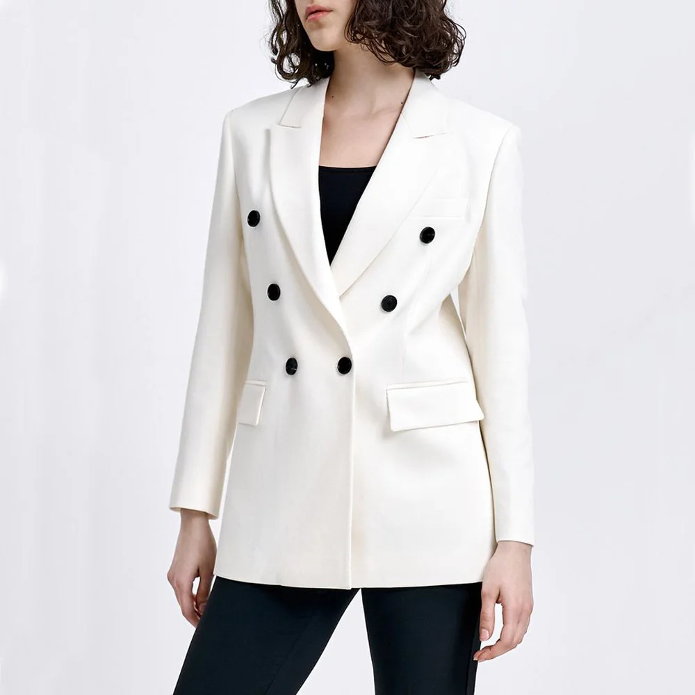 Coat Woman Winter 2023 Women's Blazer Serge Double Breasted Elegant Casual Luxury Blazers for Womens Youthful Woman Clothes Top