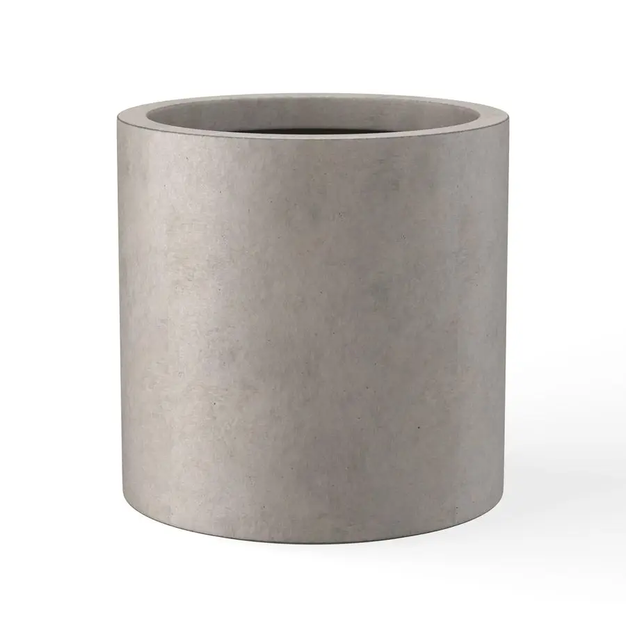 

12.6 Dia Round Concrete Planter, Modern Style Large Cylindrical Plant Pot with Drainage Hole and Rubber Plug for Indoor Outdoor