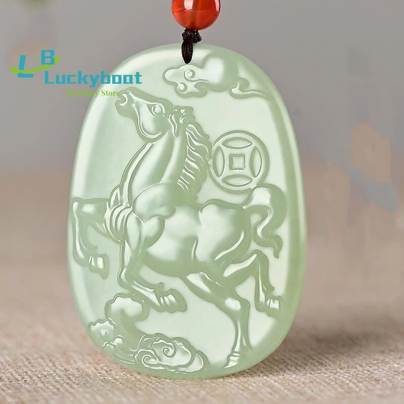 Natural Hotan Jade Zodiac Horse Pendant Men's and Women's Money Pendant Immediately After Success