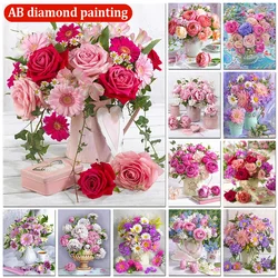 AB Diamond Painting Flower Full Round Rhinestone Mosaic Embroidery Cross Stitch Kit Diy Home Decor Gift New