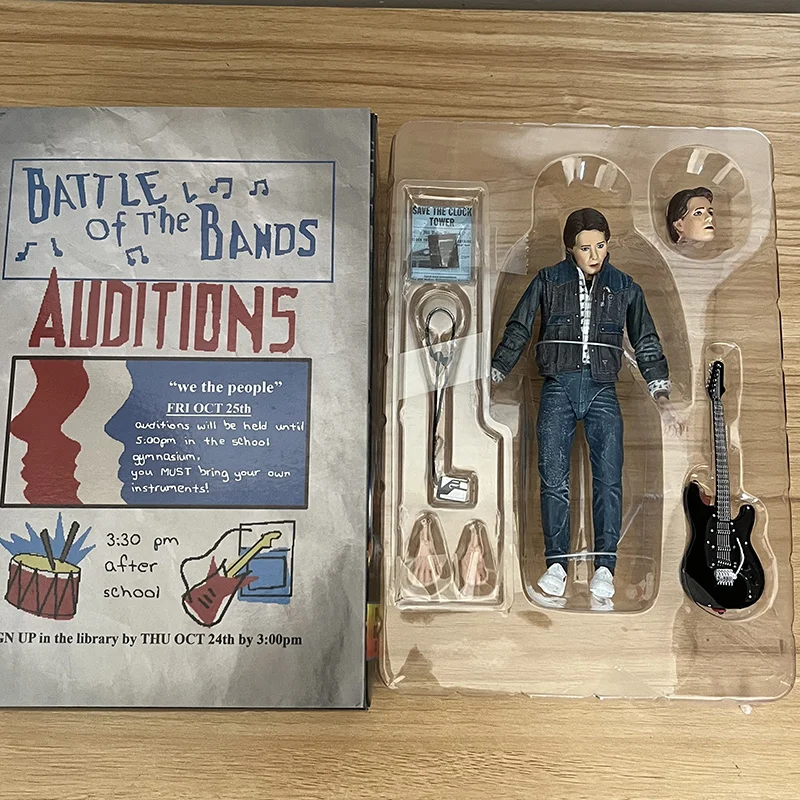 New Back To The Future Part Ii Neca 1985 Guitar Marty Mcfly Audition Action Figures Decoration Model Toy For Kids Gifts