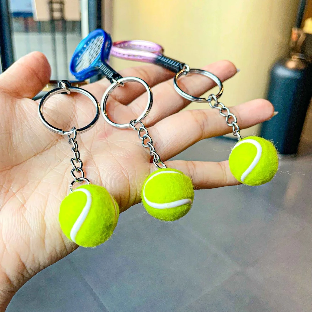 Alloy Tennis Tennis Ball Split Ring Keychain for Sport Lovers Team Gift