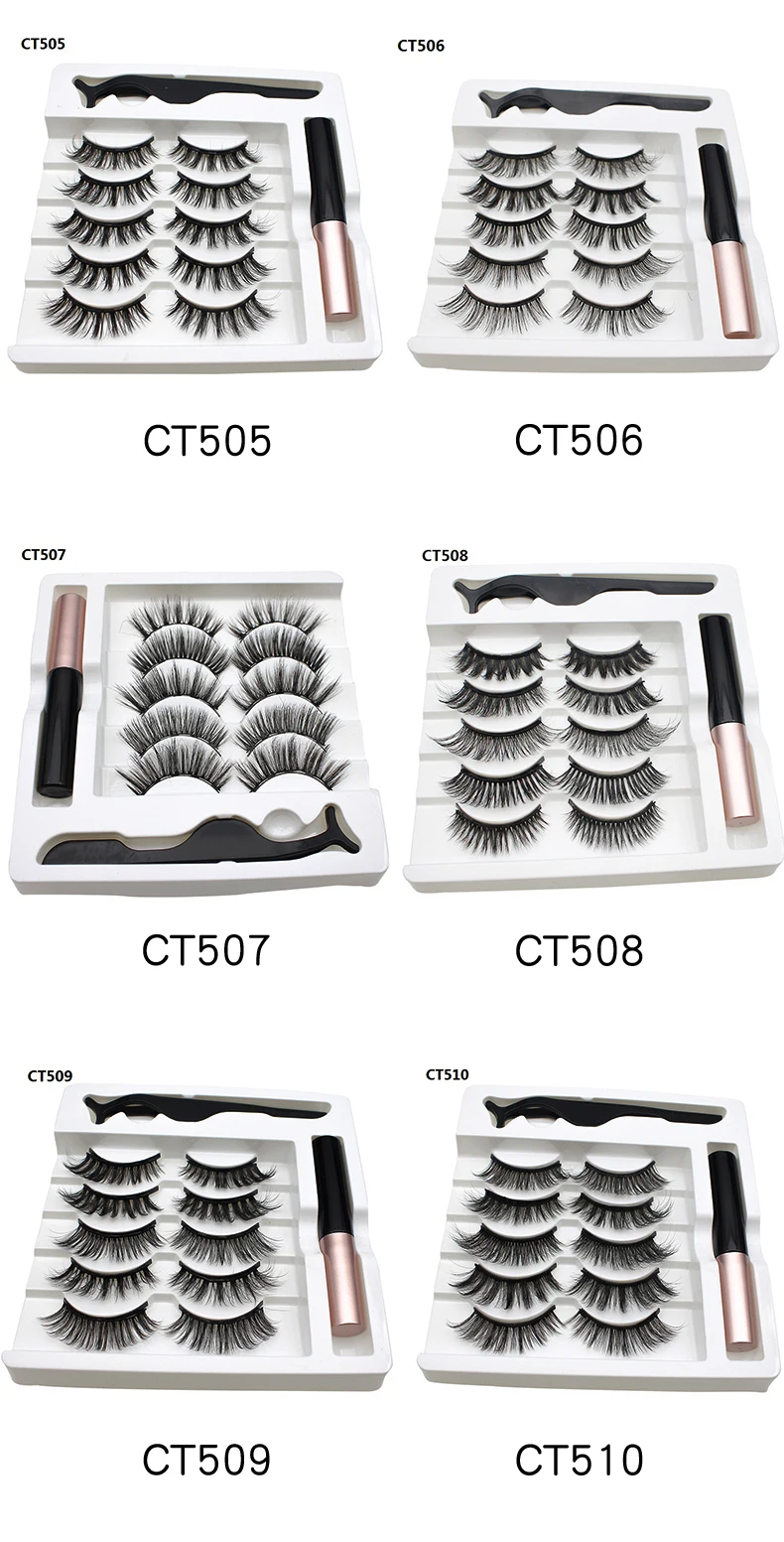 5 Paar 3D dicke magnetische falsche Wimpern, wiederverwendbare lange Wimpern, künstliche Nerzwimpern, magisches, dauerhaftes Eyeliner-Set, natürlicher Look – Detail 10