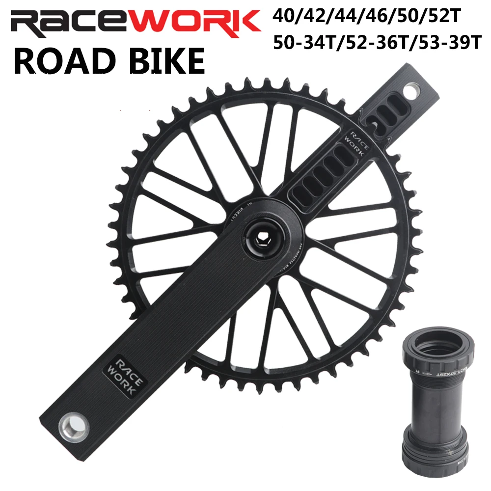 RACEWORK Road Bike Crankset 170mm For 9/10/11/12 Speed 24mm Shaft Single/Double Disk Crankset