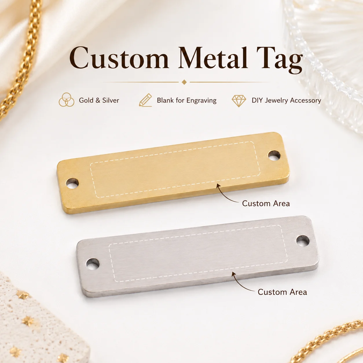 Custom Engraved Stainless Steel Tag Necklace - Personalized Metal Pendant for Men Women, DIY Jewelry Accessory Clothing name Tag