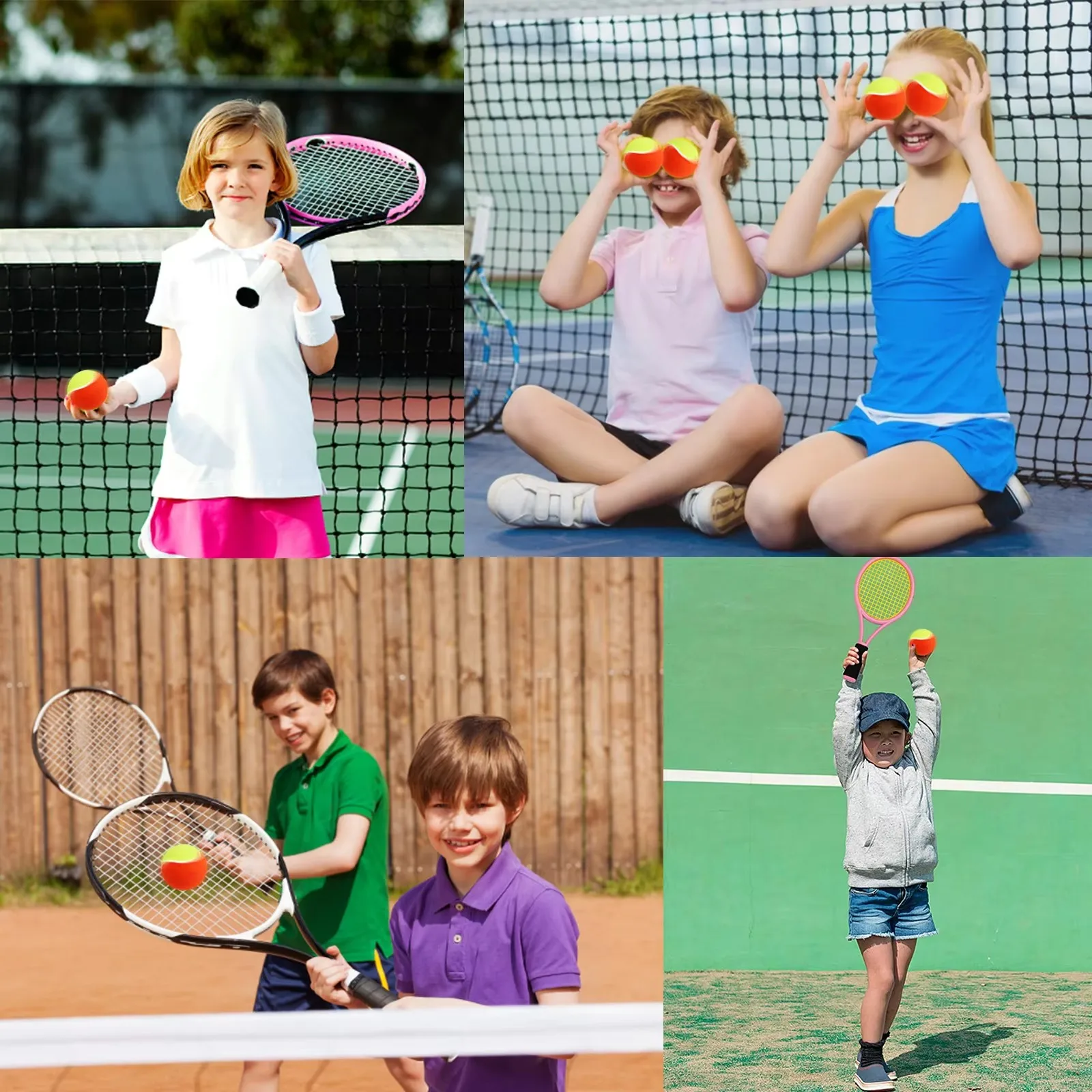 6pcs Kids Tennis Balls Set Soft Elastic Low Compression Pressureless Training Tennis Balls with Carry Bag for Youth Beginner view 6