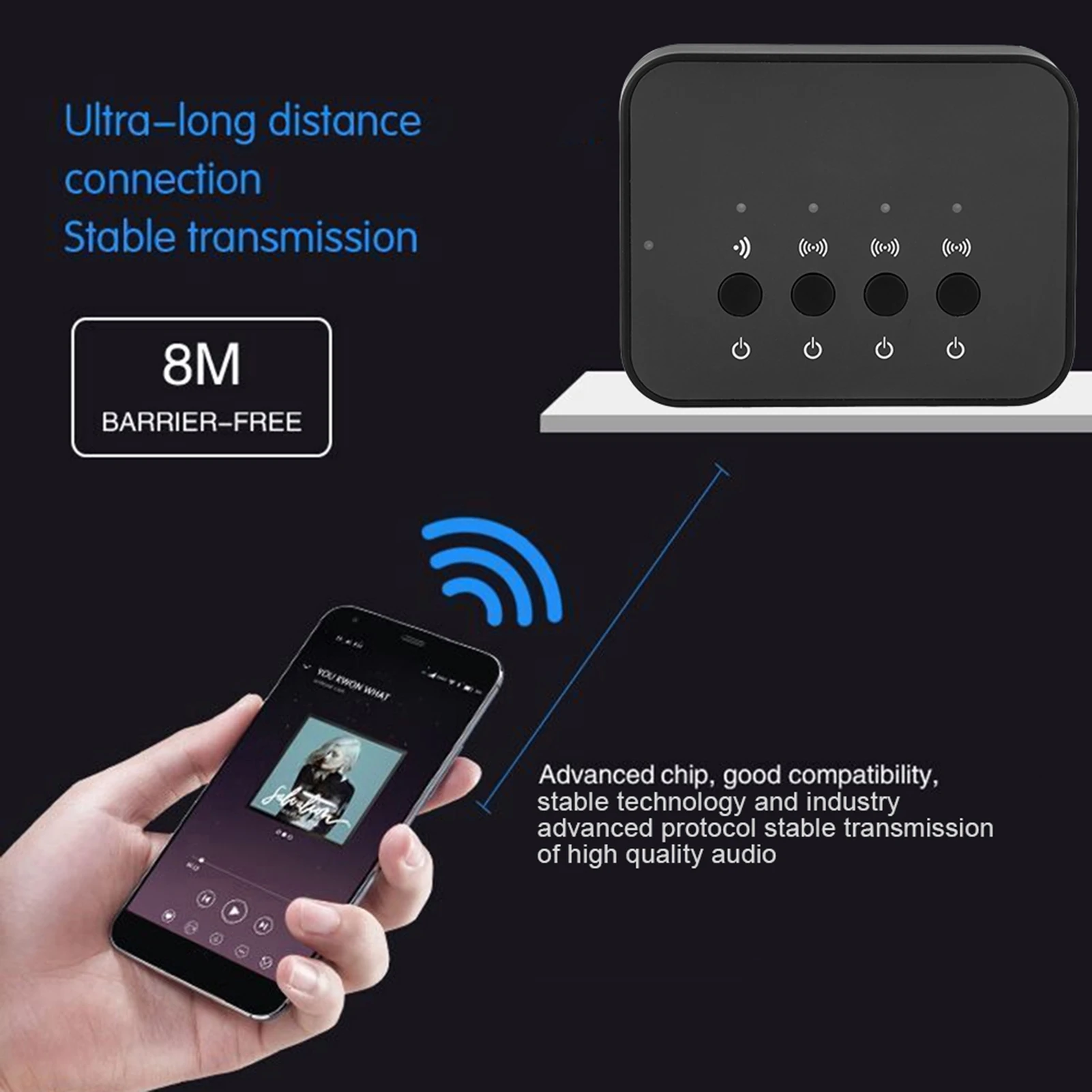3.5mm Wired Wireless Stereo Bluetooth 4.0 Audio Adapter Music Sharing Device 1 In 3 Out Audio Splitter Audio Bluetooth Adapter