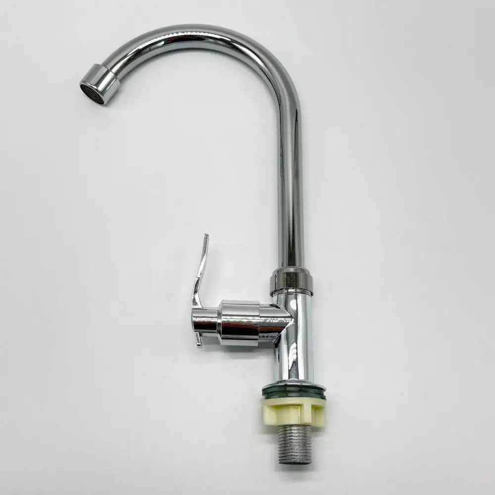 Kitchen Sink Faucet Cold Water Tap Stainless Steel Pipe Plastic Main Body Vertical Installation Modern Simple Design