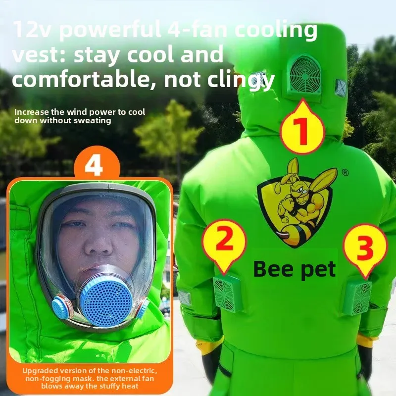 Anti-bee clothing one-piece new inflatable wasp full set of protective clothing fan wasp thickened and breathable