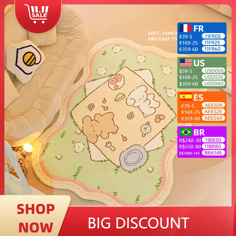 Cartoon Cute Carpet Girl Room Decoration Rugs Comfortable Soft Bedroom Rug Large Area Living Room Decoration Carpets Tapis سجادة