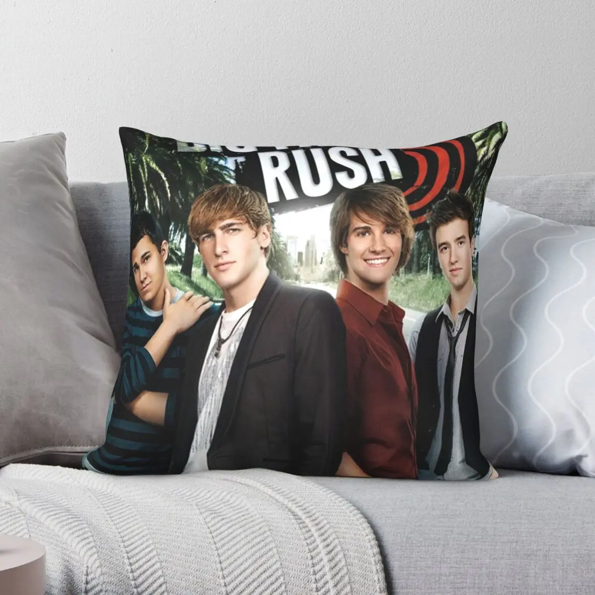 Big Time Rush Square Pillowcase Polyester Linen Velvet Pattern Zip Decor Pillow Case Car Cushion Cover