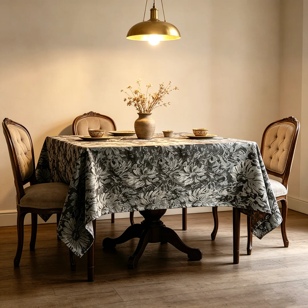 1Pc Luxury French Rectangular TPU Tablecloth, Waterproof Oilproof Heat Resistant Coated Cover for Dining Coffee Desk