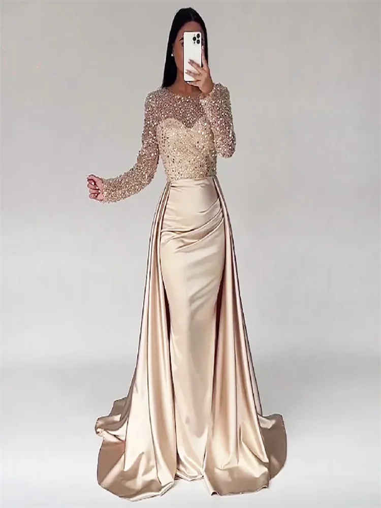 Elegant Evening Dresses Full Sleeve Sequin Formal Occasion Dresses Full Sleeve Prom Dresses Long Prom Gown 2024  فساتين السهرة